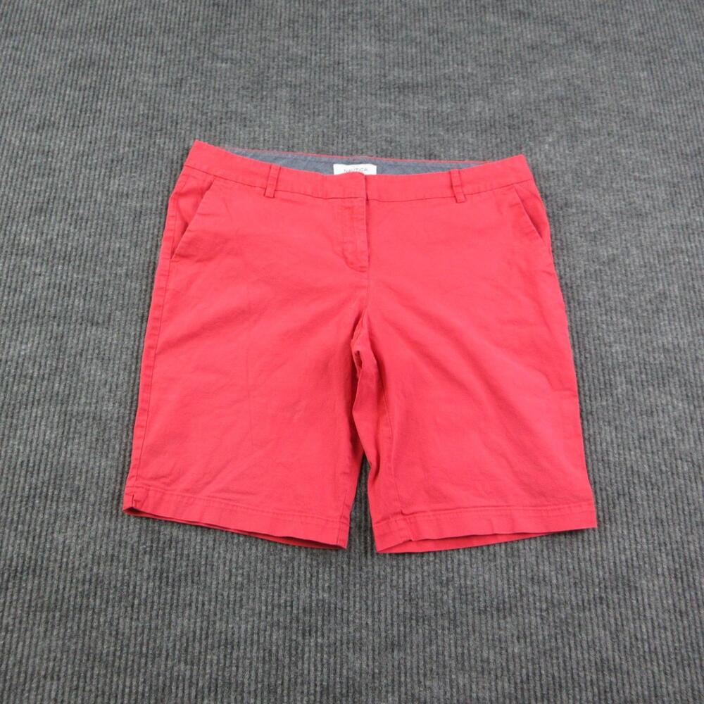 Nautica Shorts Womens 14 Red Chino Stretch Twill Flat Front Summer 36x10*